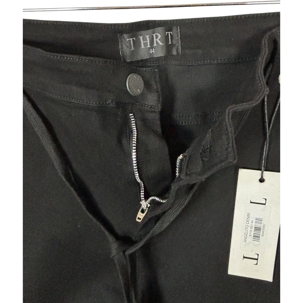 NWT THRT Mens Black Angel Cherub Print Distressed Jeans Sz 44x30 Streetwear - Picture 6 of 9